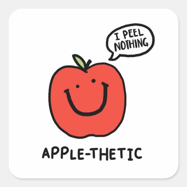 Apple-thetic Cute Fruit Apple Pun Sticker (Front)