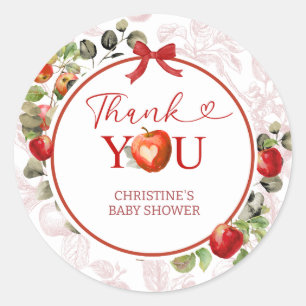 Apple Toile Baby Shower Thank You Sticker