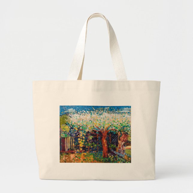 Apple Tree Blossom Large Tote Bag (Front)