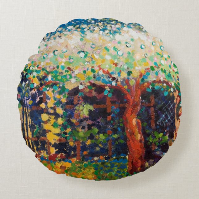Apple Tree Blossom Round Cushion (Front)