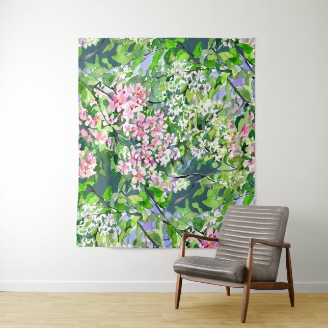 Apple Tree Blossoms Watercolor Tapestry – Botanica (In Situ)