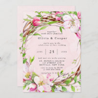 Apple Tree Blossoms Watercolor Wreath Wedding