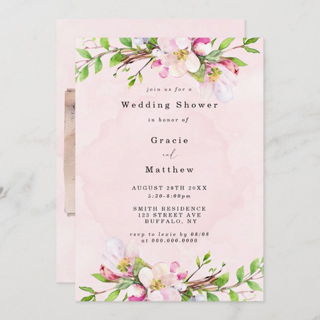 Apple Tree Blossoms Wedding Shower Invitations (Front/Back)