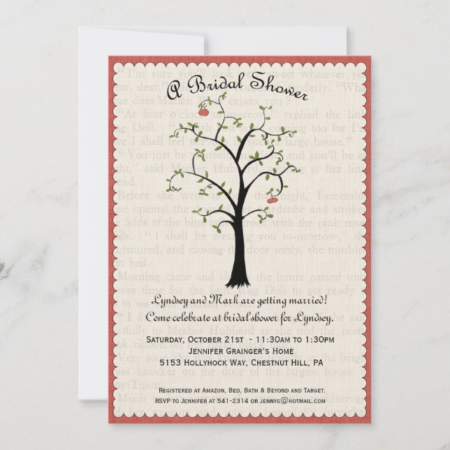Apple Tree Bridal Shower Invitation (Front)