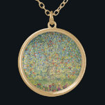 Apple Tree by Gustav Klimt, Vintage Art Nouveau Gold Plated Necklace<br><div class="desc">Apple Tree (1912) by Gustav Klimt is a vintage Victorian Era Symbolism fine art painting. A nature scene with an apple tree in an orchard on a farm with ripe fruit and apple blossoms. The floral garden is in full bloom with spring flowers. About the artist: Gustav Klimt (1862-1918) was...</div>