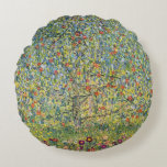 Apple Tree by Gustav Klimt, Vintage Art Nouveau Round Cushion<br><div class="desc">Apple Tree (1912) by Gustav Klimt is a vintage Victorian Era Symbolism fine art painting. A nature scene with an apple tree in an orchard on a farm with ripe fruit and apple blossoms. The floral garden is in full bloom with spring flowers. About the artist: Gustav Klimt (1862-1918) was...</div>