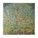 Apple Tree by Gustav Klimt, Vintage Art Nouveau Tile<br><div class="desc">Apple Tree (1912) by Gustav Klimt is a vintage Victorian Era Symbolism fine art painting. A nature scene with an apple tree in an orchard on a farm with ripe fruit and apple blossoms. The floral garden is in full bloom with spring flowers. About the artist: Gustav Klimt (1862-1918) was...</div>