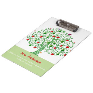 Apple Tree Custom Personalised Teacher Gift Clipboard