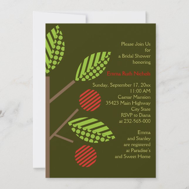 Apple tree fall wedding bridal shower invitation (Front)