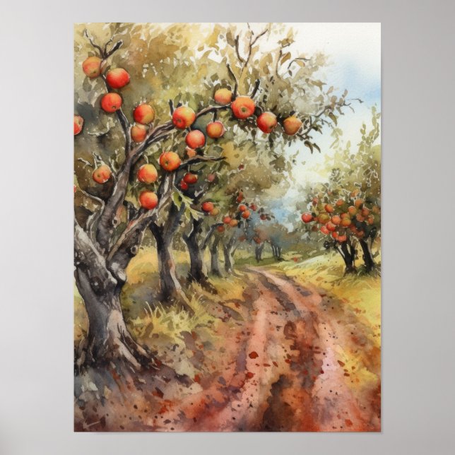 Apple Tree Grove during Harvest Season Poster (Front)