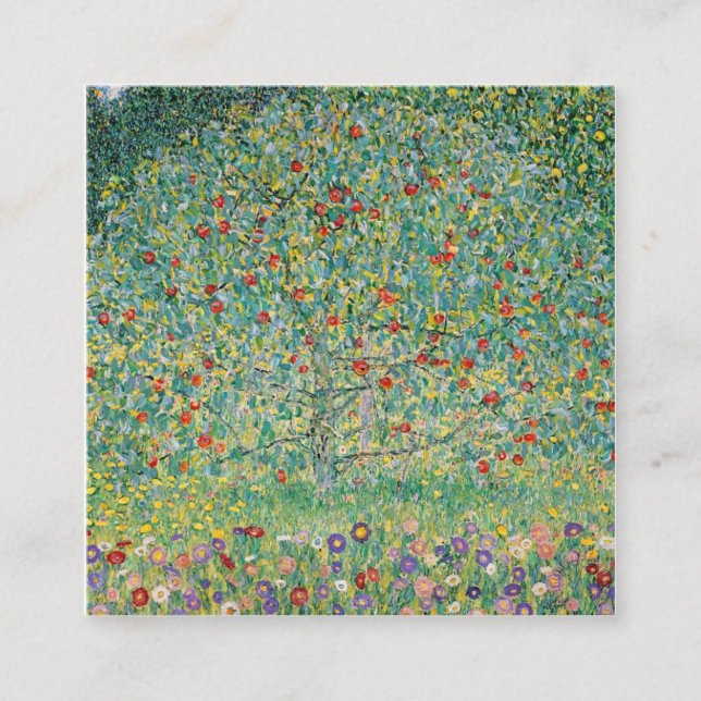 Apple Tree Gustav Klimt Square Business Card (Front)