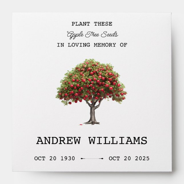 Apple Tree Seed Memorial Packet Envelope (Front)