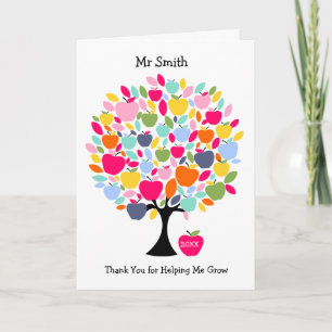 Apple Tree Thank You Teacher Card You Help Me Gro