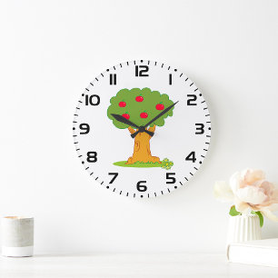 Apple Tree Whimsical Red Apples Large Clock