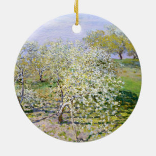 Apple Trees in Bloom (by Claude Monet) Ceramic Tree Decoration