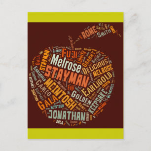 Apple Varieties Word Art Postcard