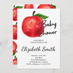 Apple Watercolor Baby Shower Invitation