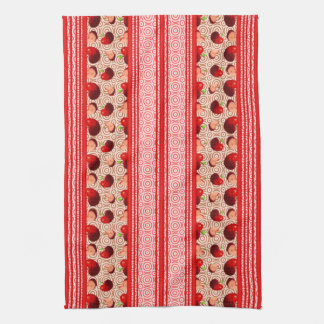 Apple Watercolor Stripes and Circles Lipstick Red Tea Towel