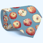 Apple Watercolor Tie<br><div class="desc">Fresh fruity apple watercolor pattern on a teal green background. Change the background colour in the design tool to customise. Original art by Nic Squirrell.</div>