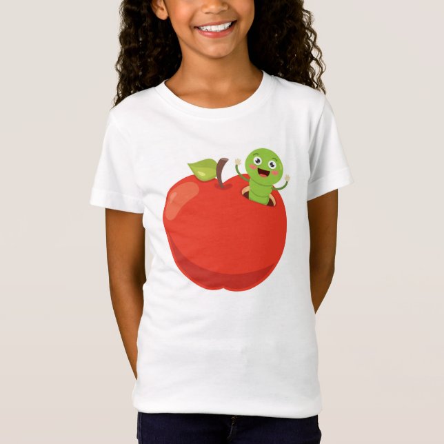 Apple  with cute worm T-Shirt (Front)