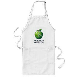 Apple with Heartbeat Pulse and Health is Wealth Long Apron