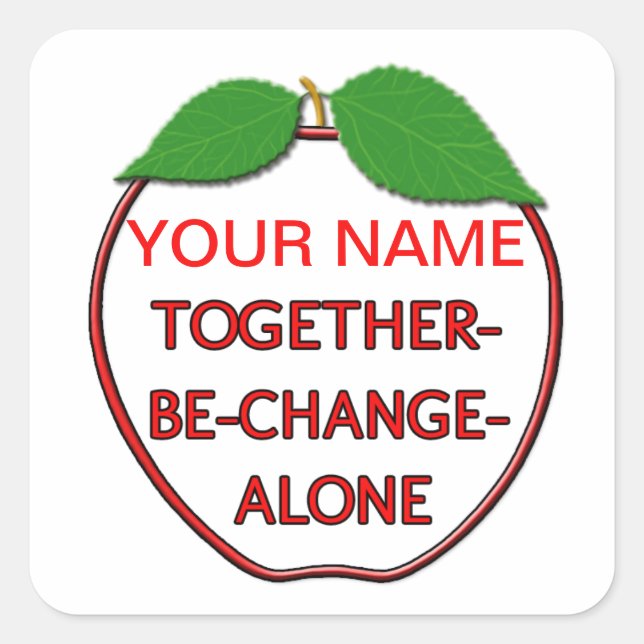 Apple with Switchwords for health Square Sticker (Front)