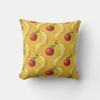 apple with yellow pattern design pillow