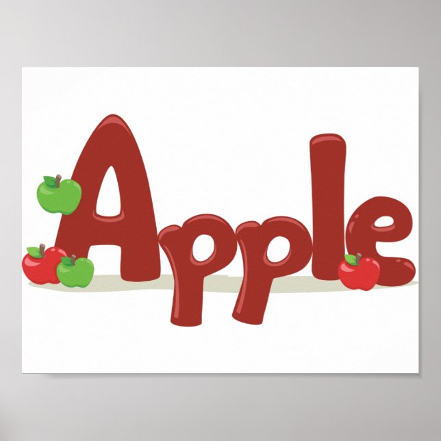 Apple Word Art with Red & Green Apples  Poster (Front)