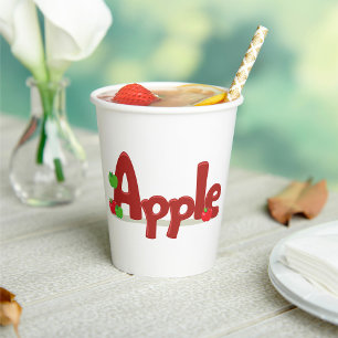 Apple Word Paper Cups