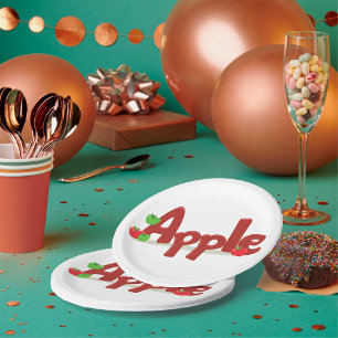 Apple Word Paper Plate