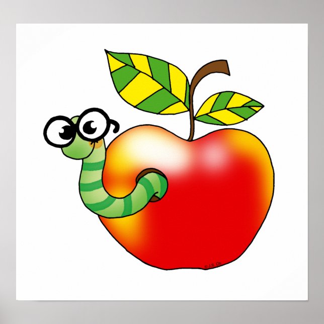 Apple & Worm, back to school Poster (Front)