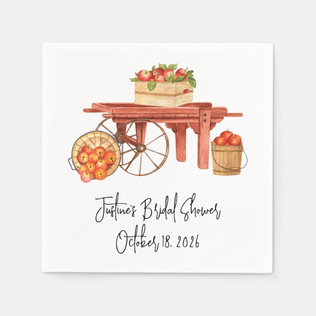 Apple-y Ever After Personalised Bridal Shower  Napkin (Front)