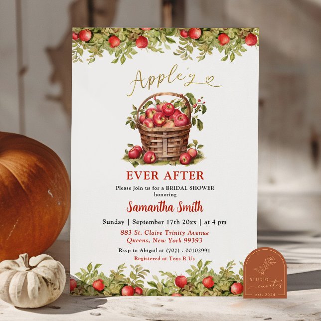 Apple-y Ever After Red Plaid Bridal Shower Invitation (Creator Uploaded)