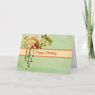 Appleblossoms and Berries Birthday Card