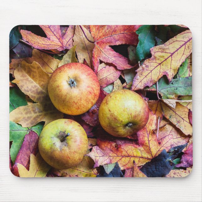 Apples and autumn leaves mouse pad (Front)