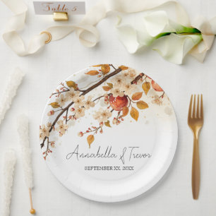 Apples and Blossoms Autumn Wedding Paper Plate