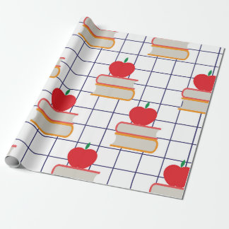 Apples and Books Back to School Pattern Wrapping Paper