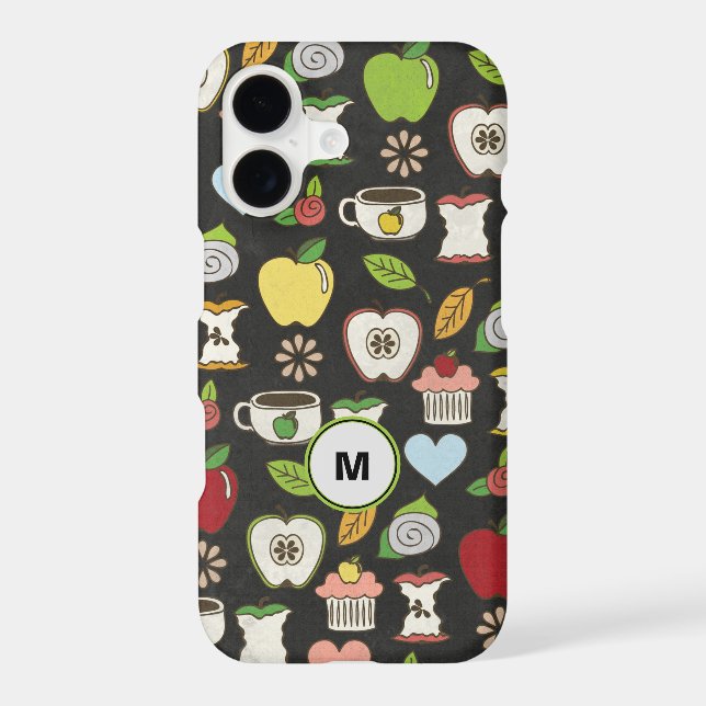 Apples and Cupcakes Monogram iPhone Case (Back)