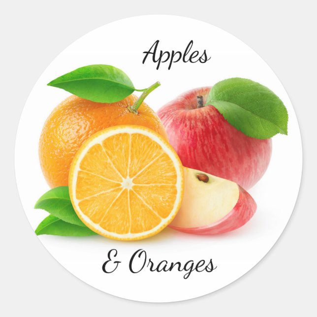 Apples and oranges classic round sticker (Front)