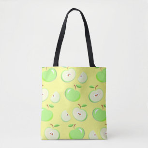 Apples apple pattern vector green tote bag