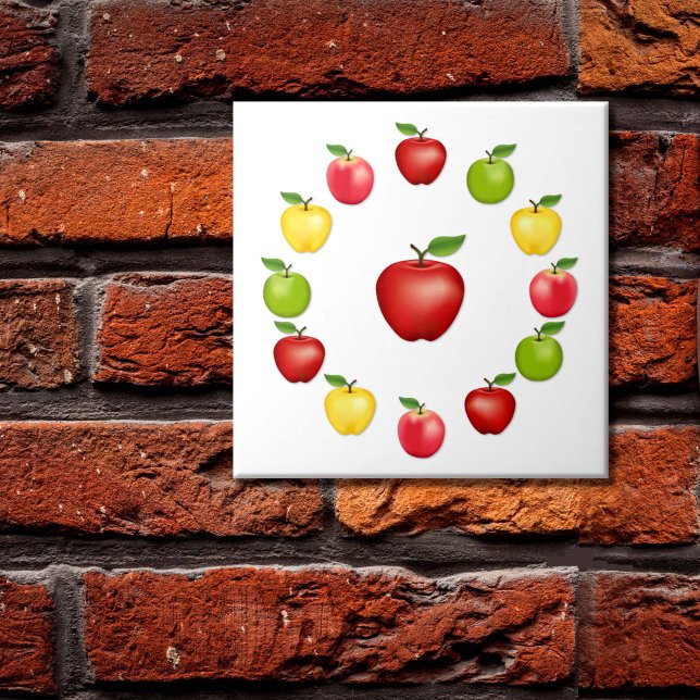 Apples Ceramic Tile (Apples Ceramic Tile. Fresh, natural fruit, Red Delicious, Granny Smith, Golden Delicious, Pink Lady.)
