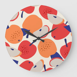 Apples Hand-Drawn: Trendy Vintage Seamless. Large Clock