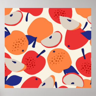 Apples Hand-Drawn: Trendy Vintage Seamless. Poster