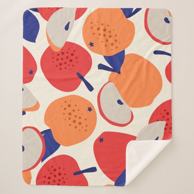 Apples Hand-Drawn: Trendy Vintage Seamless. Sherpa Blanket (Front)