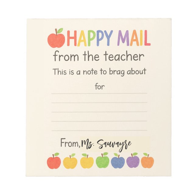 Apples Happy Mail – Cute Teacher Notepad (Front)