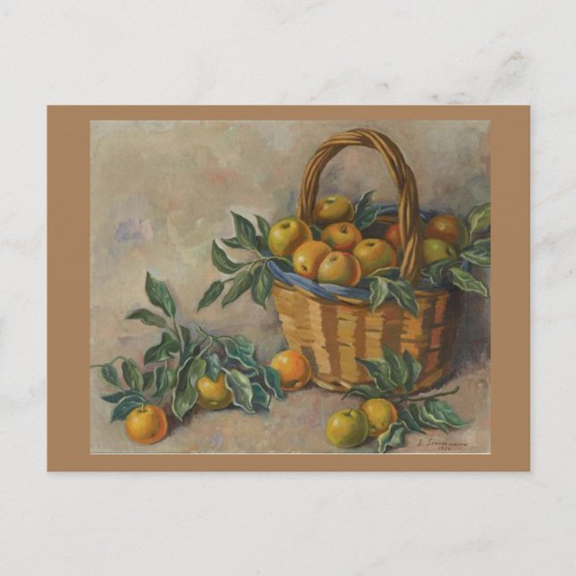  Apples in basket  -Zenaida Serebriakova Holiday Postcard (Front)