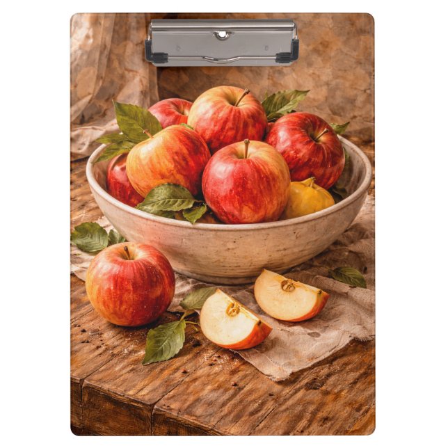 Apples in Rustic Bowl a Classic Still Life Clipboard (Front)