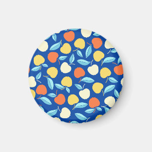 Apples leaves, blue background, seamless pattern. magnet