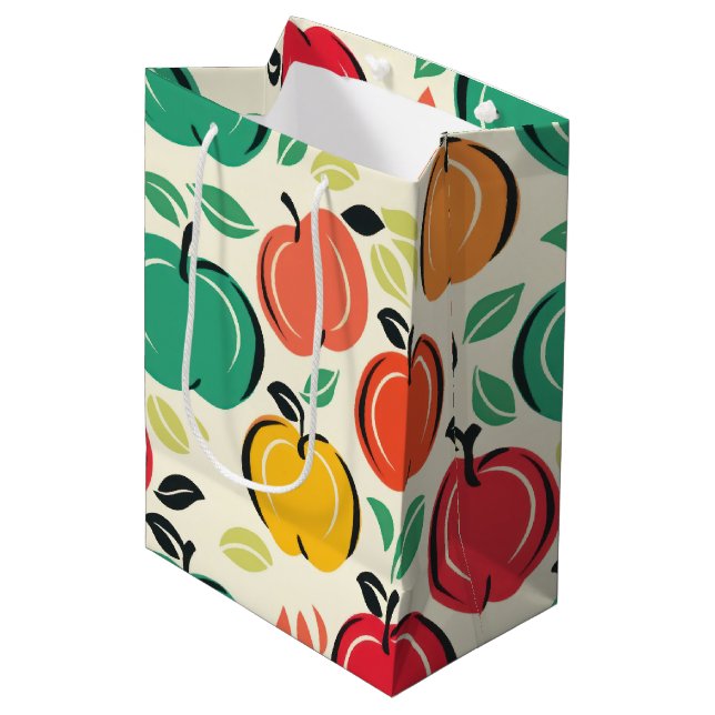 Apples & Leaves Galore! Happy Harvest Medium Gift Bag (Front Angled)