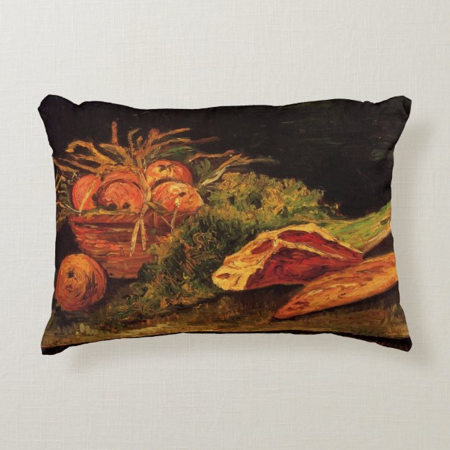 Apples, Meat and a Roll by Vincent van Gogh Decorative Cushion (Front)